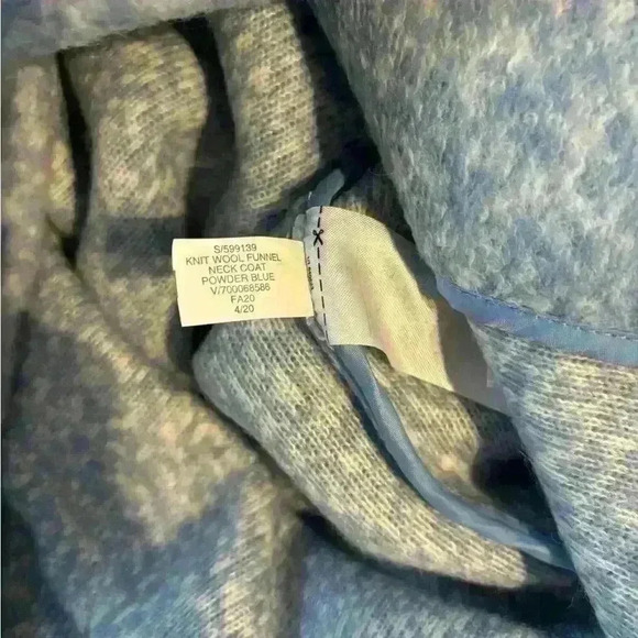 NWT Banana Republic Knit Wool Funnel Neck Coat Powder Blue . XL. - Picture 7 of 7